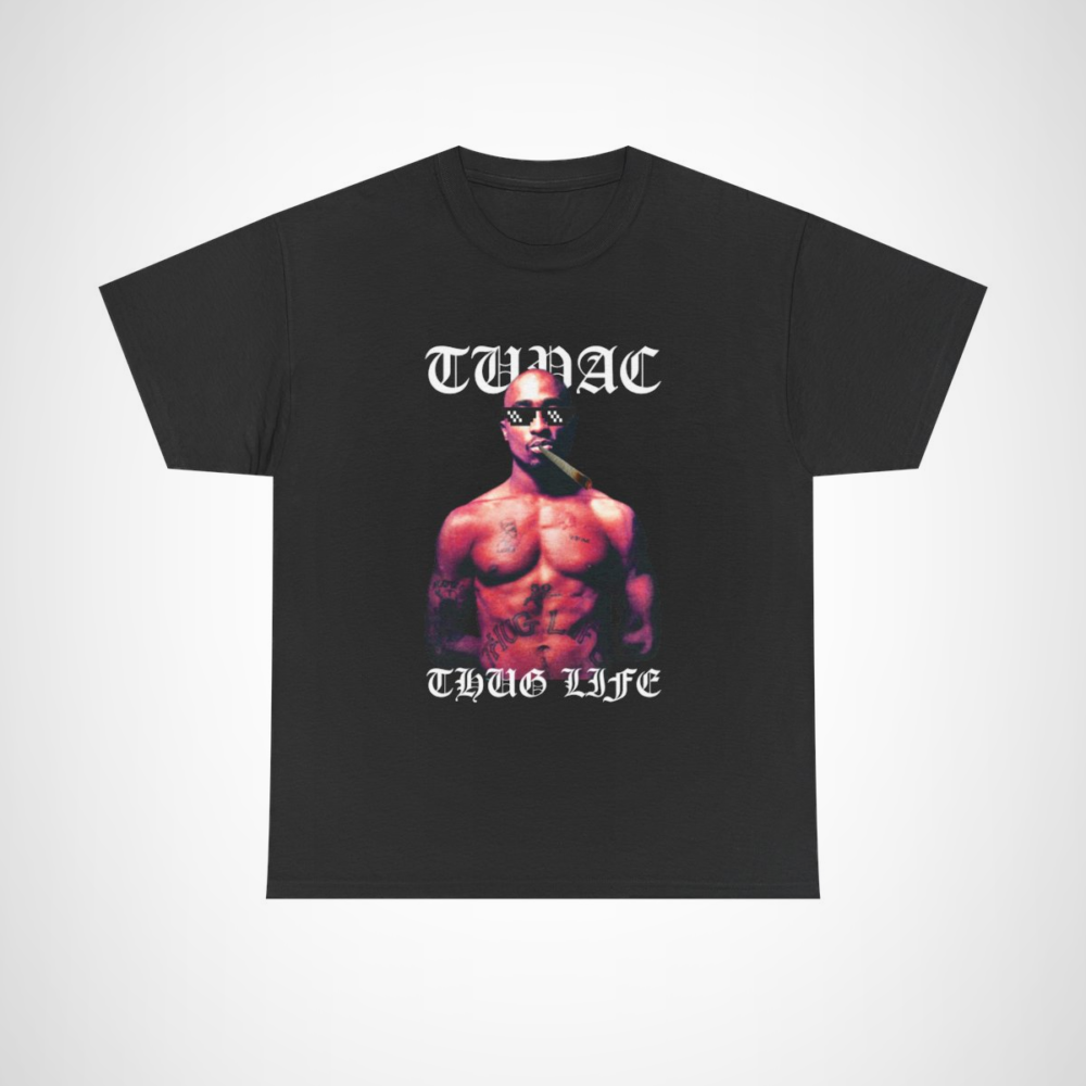 Tupac Thug Life T-Shirt featuring iconic graphic for hip-hop fans Black colour