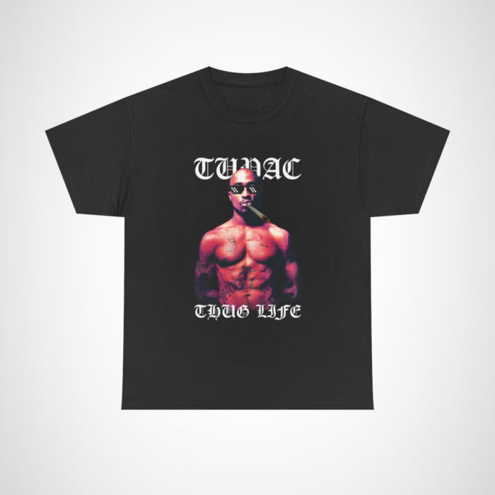 Tupac Thug Life T-Shirt featuring iconic graphic for hip-hop fans Black colour