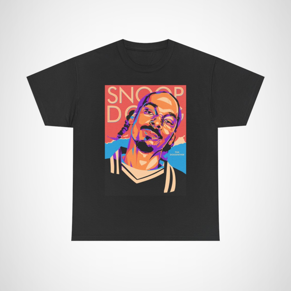 Snoop Dogg Retro Portrait T-Shirt featuring Tha Doggfather design Black colour