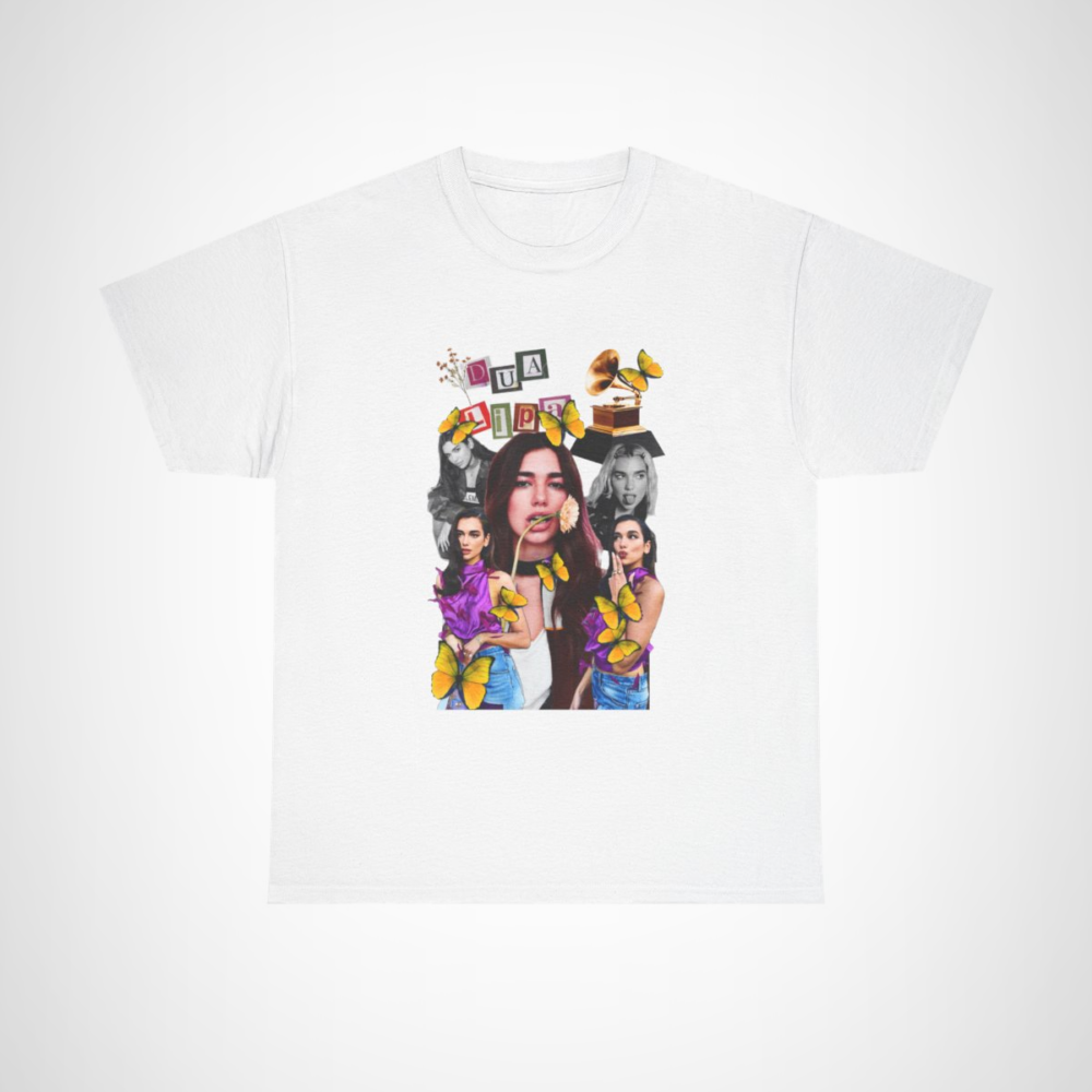 Dua Lipa Butterfly Pop Art Tee - Graphic T-Shirt with Stunning Design White colour