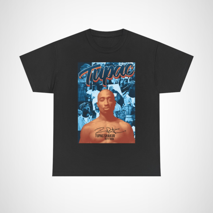 Tupac Shakur tribute t-shirt featuring vibrant and iconic design Black colour