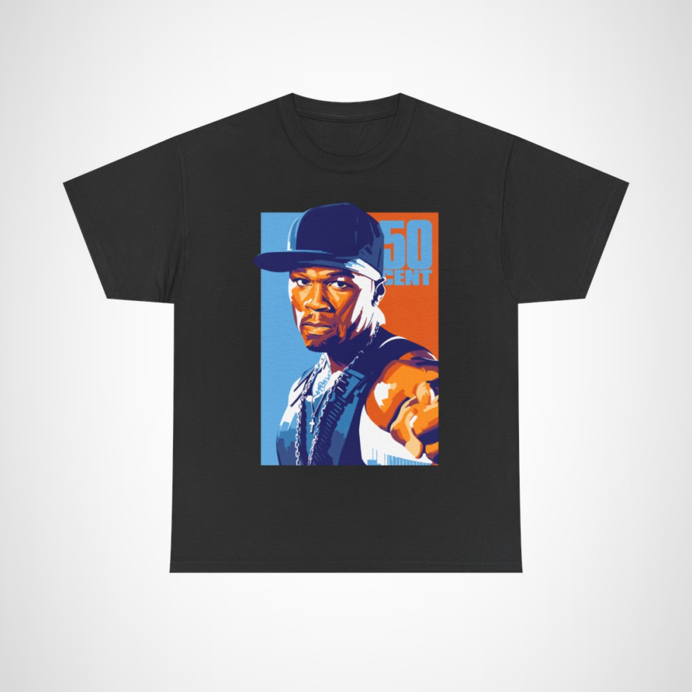 50 Cent graphic tee showcasing hip hop culture and style Black colour