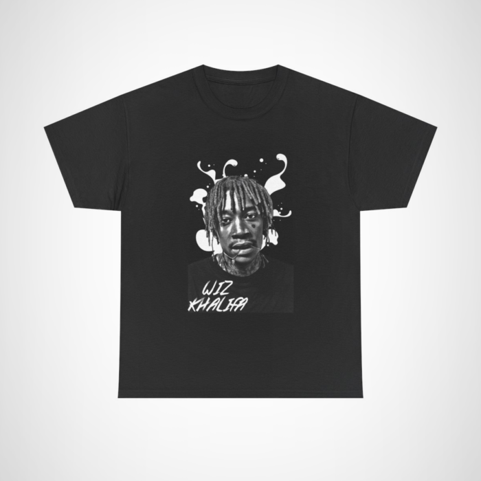 Wiz Khalifa artistic black and white t-shirt for music enthusiasts Black colour