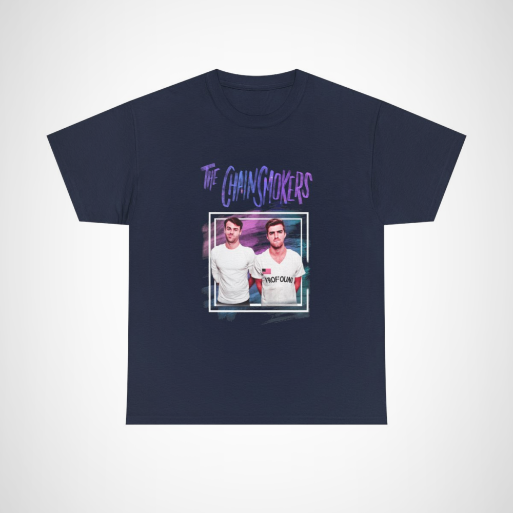 Vibrant Chainsmokers inspired graphic tee for music lovers Navy colour