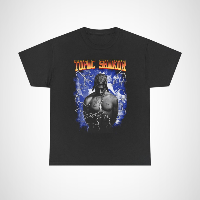 Tupac Shakur Graphic Tee featuring iconic design celebrating the legendary rapper Black colour