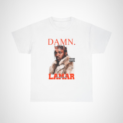 Kendrick Lamar DAMN. Crowned King T-Shirt displayed on a model White colour