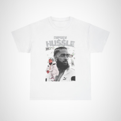 Nipsey Hussle Tribute T-Shirt with dollar bills design White colour