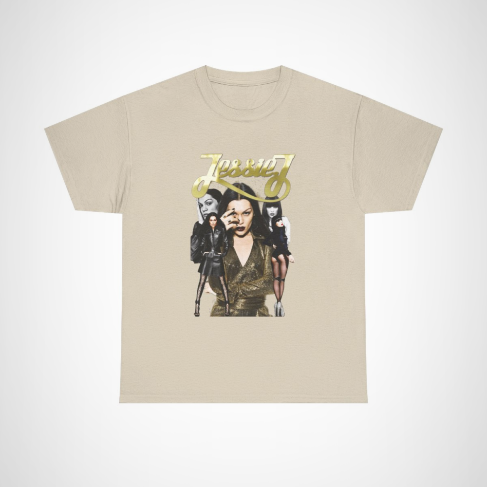 Bold Jessie J graphic tee showcasing iconic music style and artistry Sand colour