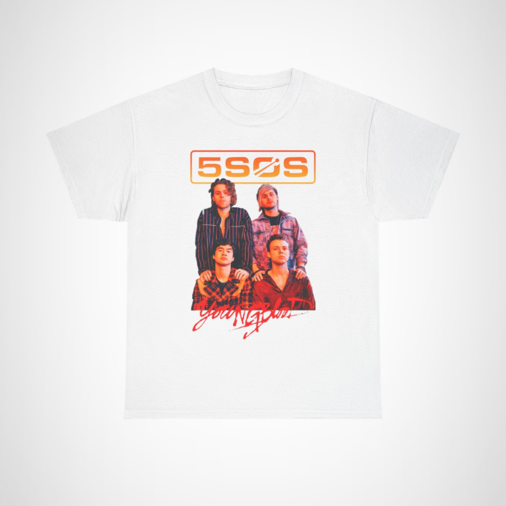 5SOS YoungBlood graphic tee showcasing vibrant design for fans White colour