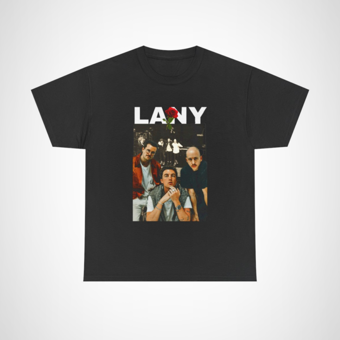 LANY band t-shirt with a rose graphic for music lovers Black colour