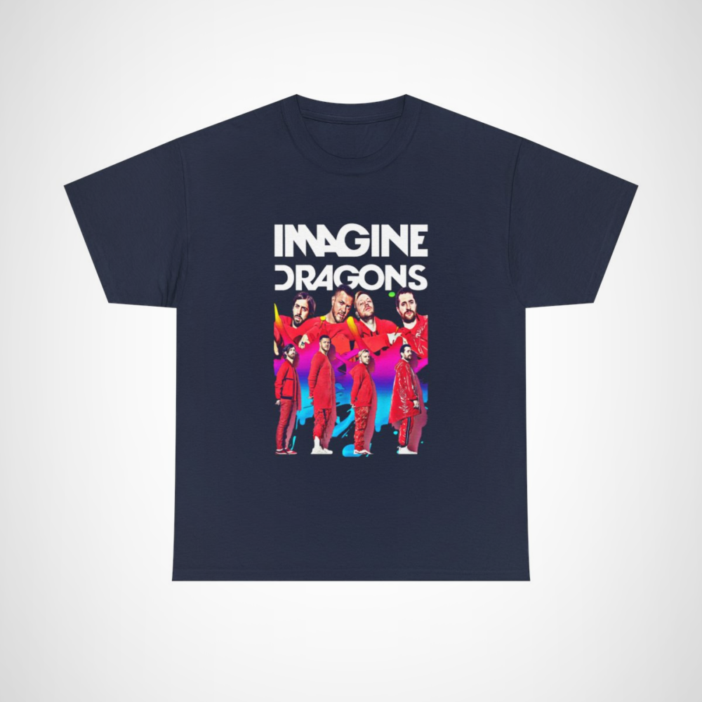 Imagine Dragons Bold Graphic Tee showcasing vivid imagery of the band Navy colour