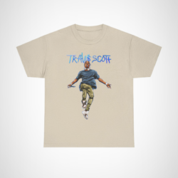 Travis Scott graphic t-shirt showcasing stylish streetwear design Sand colour