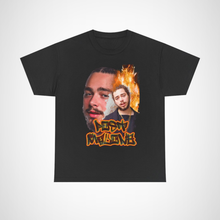 Post Malone graphic tee for music lovers, showcasing bold design and vibrant colours Black colour