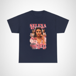 Floral Butterfly Selena Gomez T-Shirt design with vibrant colors and stylish patterns Navy colour