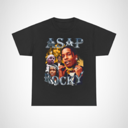 Retro A$AP Rocky T-Shirt featuring vibrant graphics and stylish design Black colour