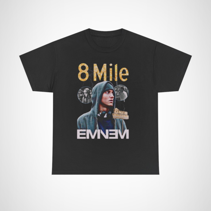 Eminem 8 Mile inspired t-shirt featuring bold imagery Black colour