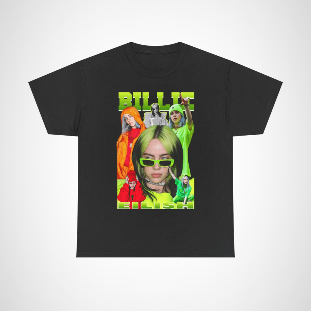 Billie Eilish Neon Style Graphic Tee featuring vibrant artwork and comfortable fabric Black colour