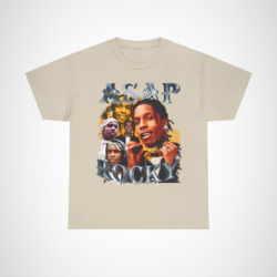 Retro A$AP Rocky T-Shirt featuring vibrant graphics and stylish design Sand colour