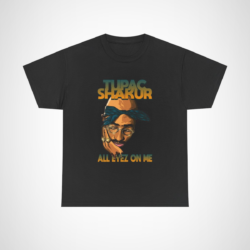 Tupac Shakur All Eyez On Me vintage t-shirt displaying iconic hip-hop artistry Black colour