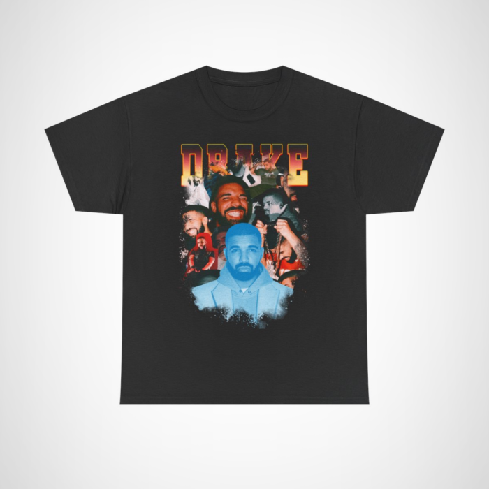 Vibrant Drake collage graphic tee showcasing musical artistry and style Black colour