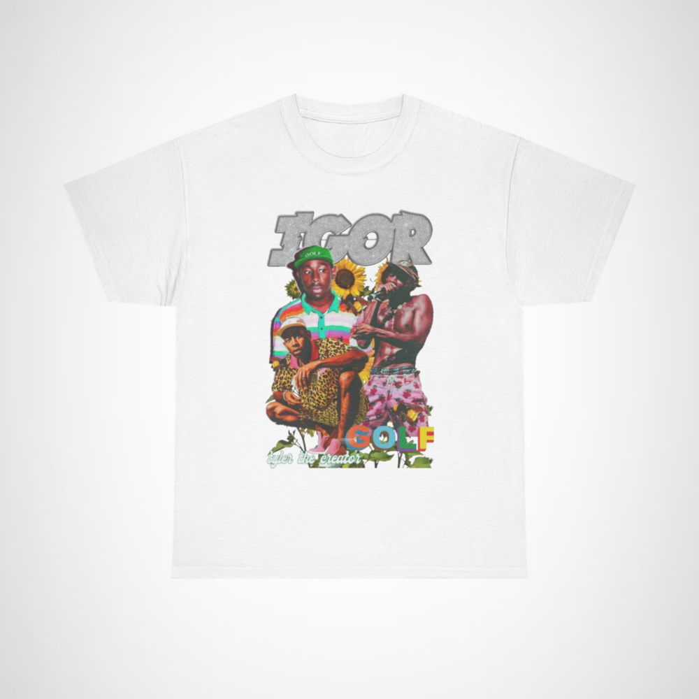 Tyler the Creator IGOR Golf Flower T-Shirt showcasing vibrant graphics and sunflowers White colour