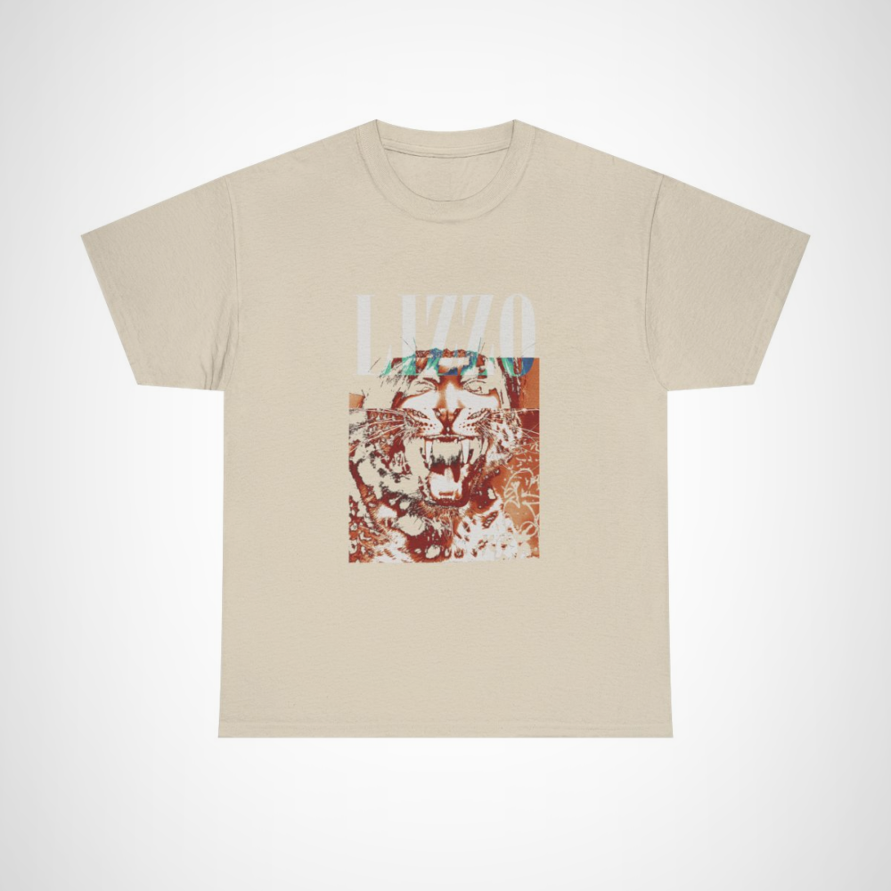 Lizzo Fierce Wildcat Graphic Tee showcasing vibrant design Sand colour