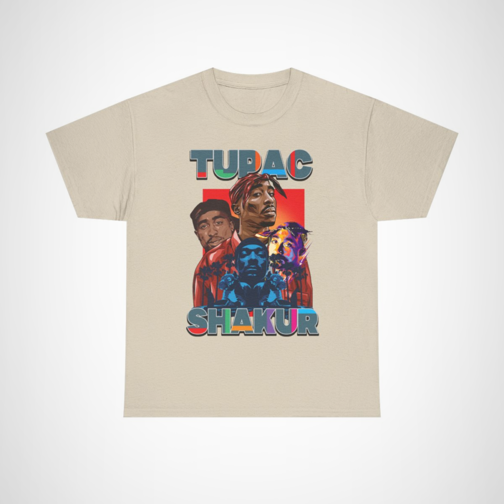 Tupac Shakur graphic tee for hip hop fans Sand colour