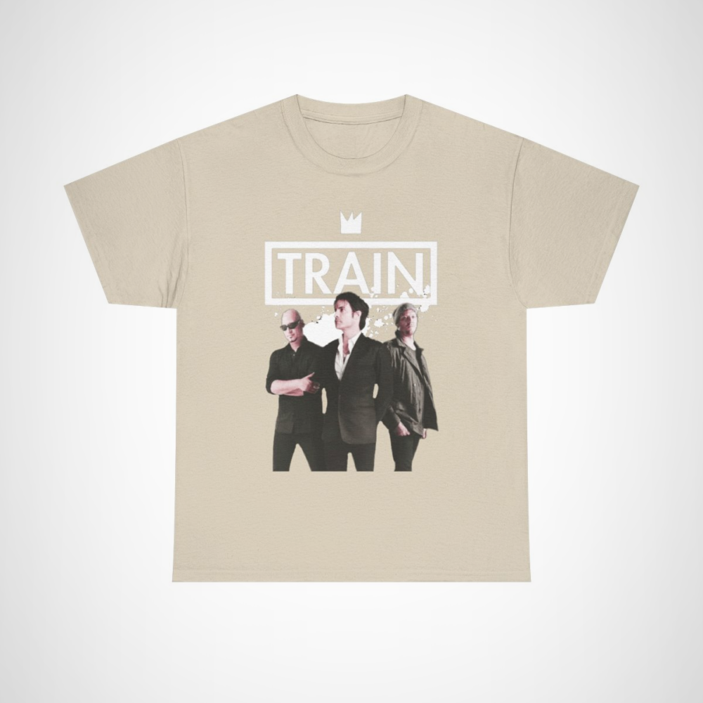 Train band graphic tee for music lovers Sand colour