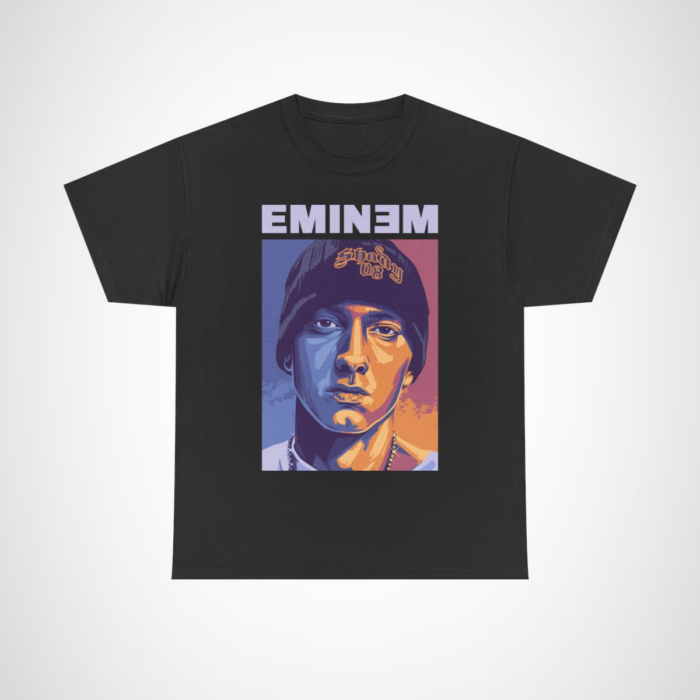 Eminem Shady 08 Vintage Graphic Tee featuring a portrait of the iconic rapper Black colour