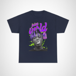 Juice WRLD 999 Graphic Tee showcasing a vibrant design with a playful milk carton Navy colour