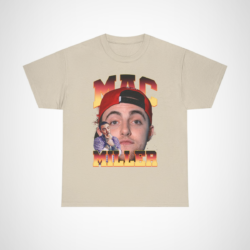 Mac Miller graphic tee for fans showcasing vibrant design Sand colour