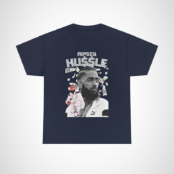 Nipsey Hussle Tribute T-Shirt with dollar bills design Navy colour