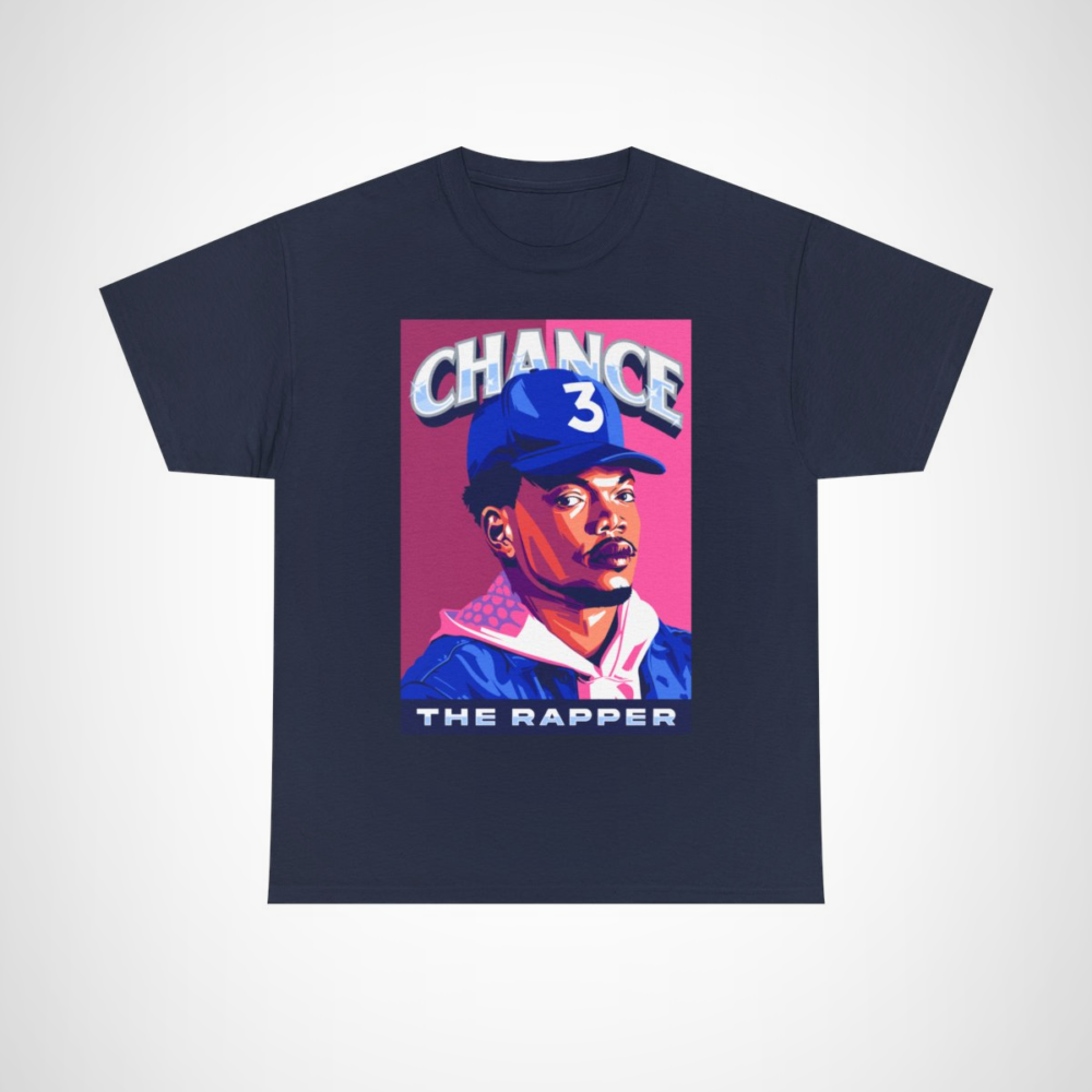 Vibrant Chance The Rapper graphic tee showcasing bold hip hop design Navy colour