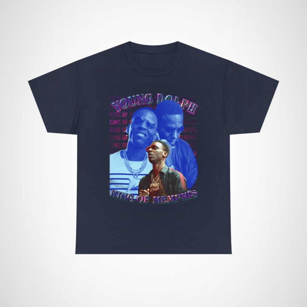 Young Dolph King of Memphis Tribute T-shirt Navy colour