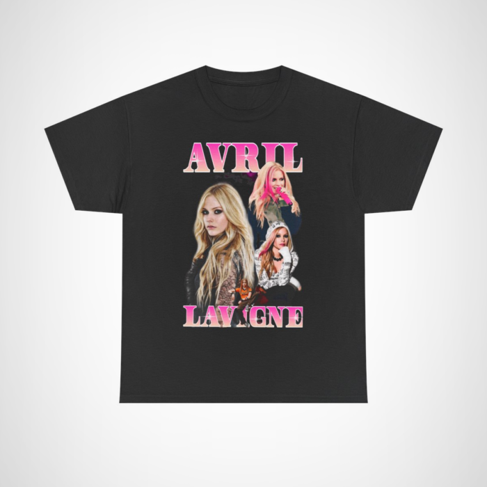 Avril Lavigne Retro Pop Star T-Shirt featuring stunning graphics of the iconic singer Black colour