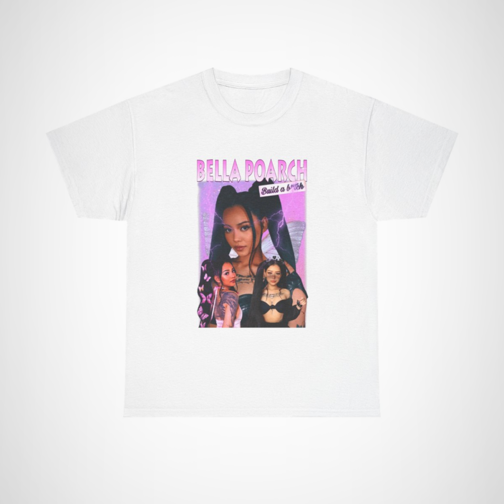 Bella Poarch Build A B*tch T-Shirt in stylish graphic design White colour