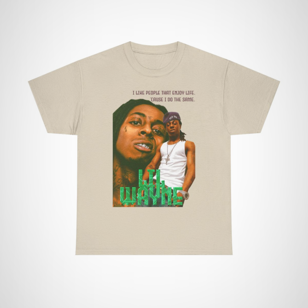 Lil Wayne Enjoy Life Quote T-Shirt featuring a vibrant design and inspiring quote Sand colour