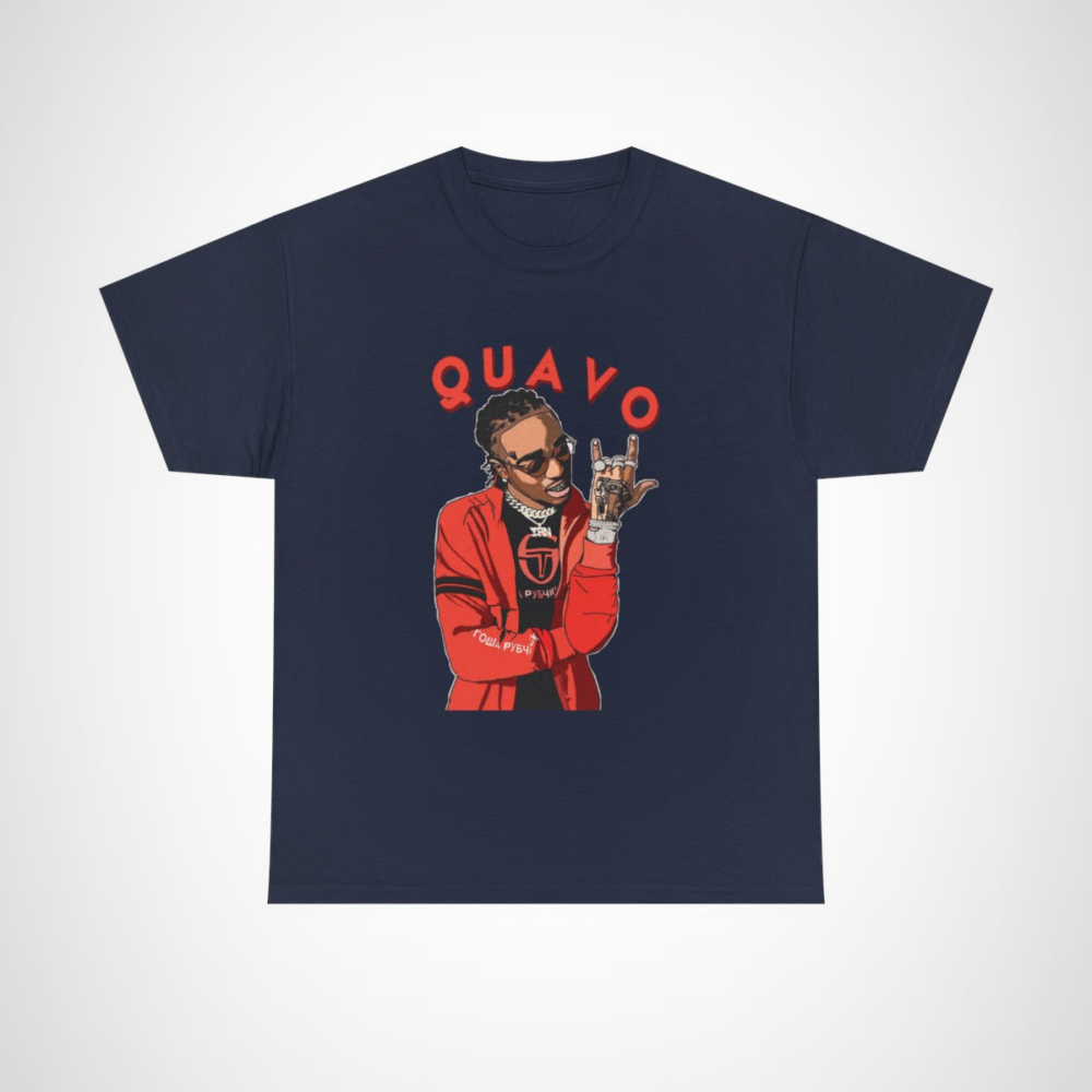 Quavo Cool Streetwear Graphic Tee showcasing vibrant hip-hop artwork Navy colour