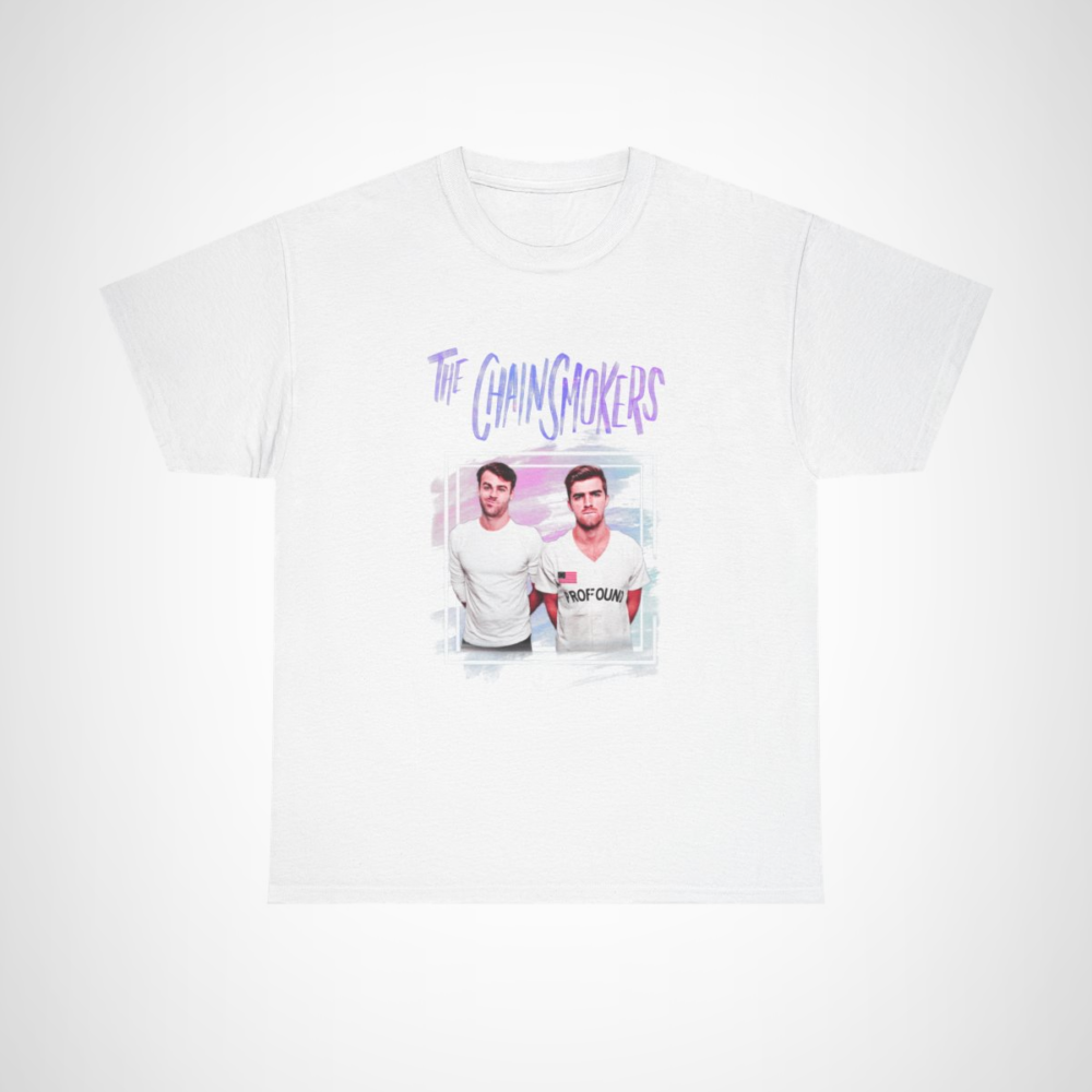 Vibrant Chainsmokers inspired graphic tee for music lovers White colour