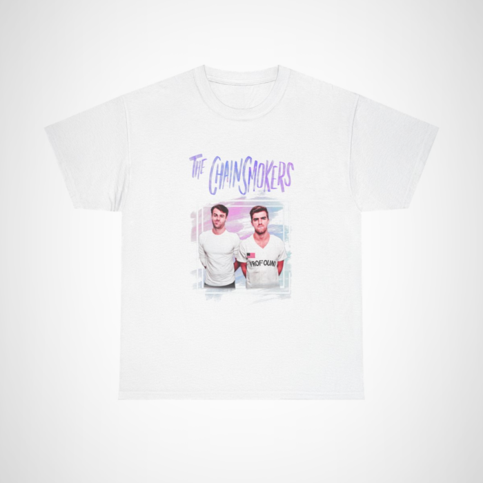 Vibrant Chainsmokers inspired graphic tee for music lovers White colour