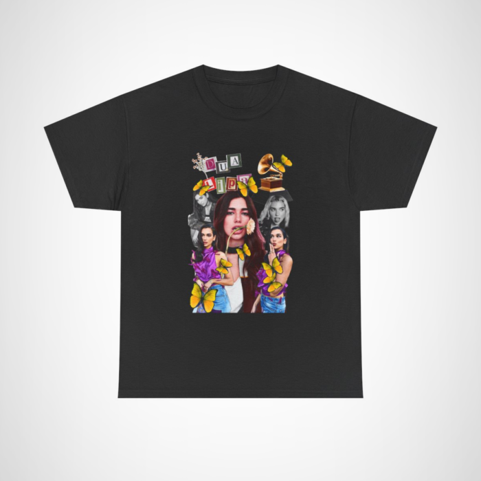 Dua Lipa Butterfly Pop Art Tee - Graphic T-Shirt with Stunning Design Black colour