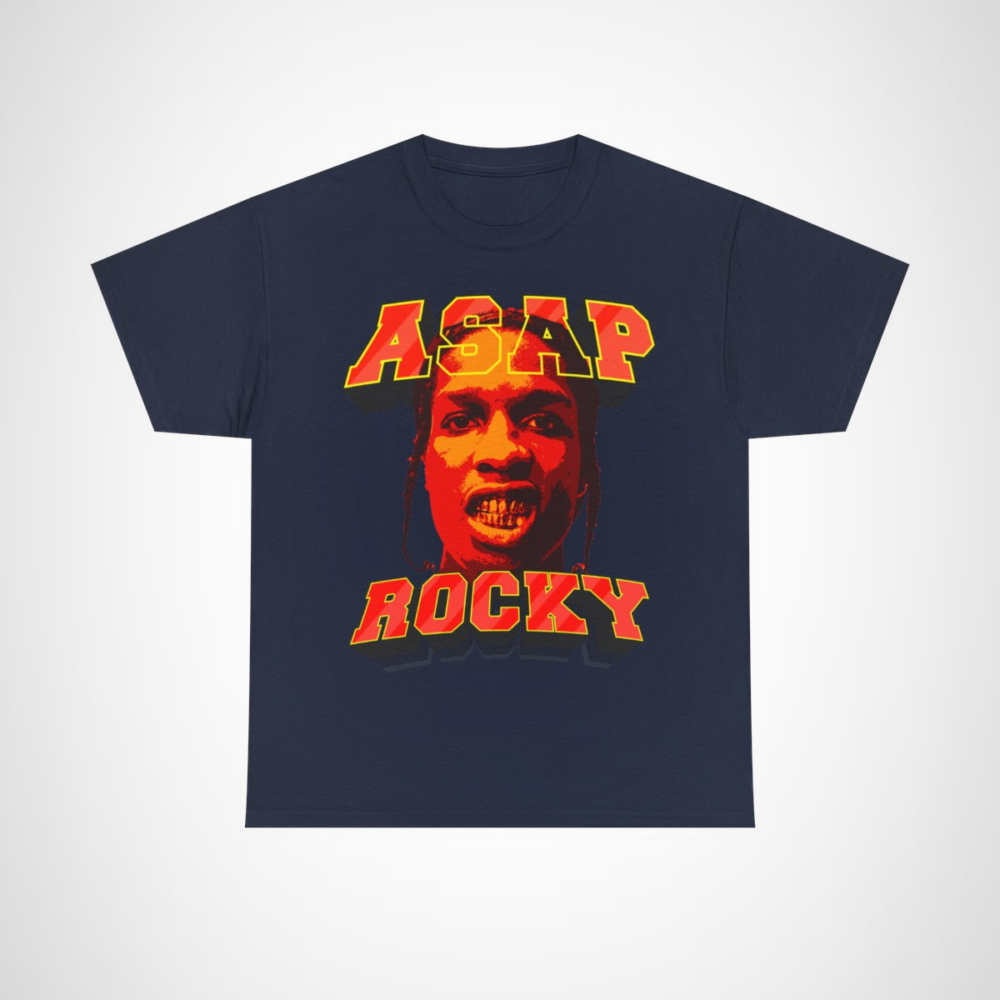 Vibrant ASAP Rocky graphic tee showcasing hip-hop culture and style Navy colour