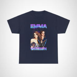 Emma Watson graphic t-shirt showcasing vibrant design and stylish features Navy colour