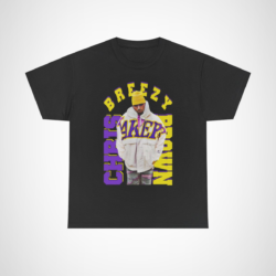 Vibrant Chris Brown Lakers Vibes Tee displayed on a casual setting Black colour