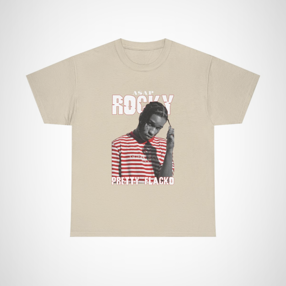 A$AP Rocky Pretty Flacko Graphic Tee featuring hip hop inspired design Sand colour