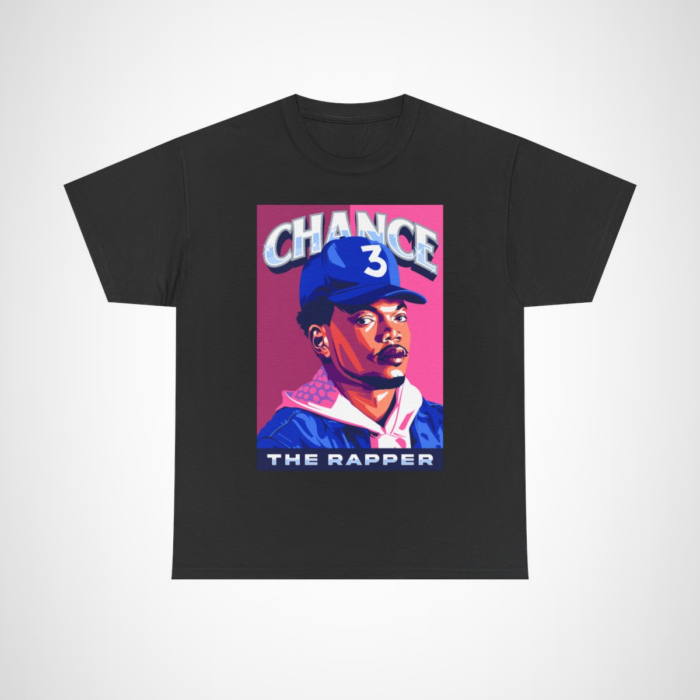 Vibrant Chance The Rapper graphic tee showcasing bold hip hop design Black colour