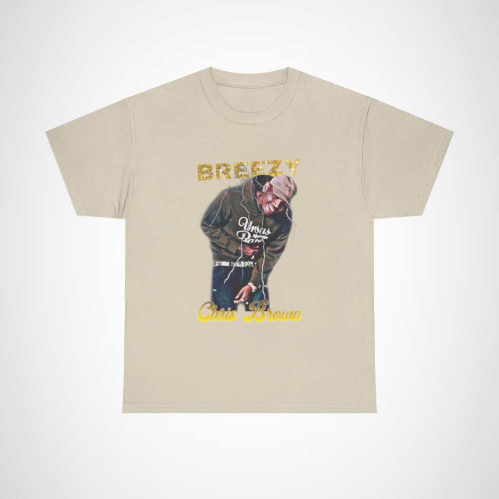 Stylish Chris Brown graphic tee for music fans Sand colour