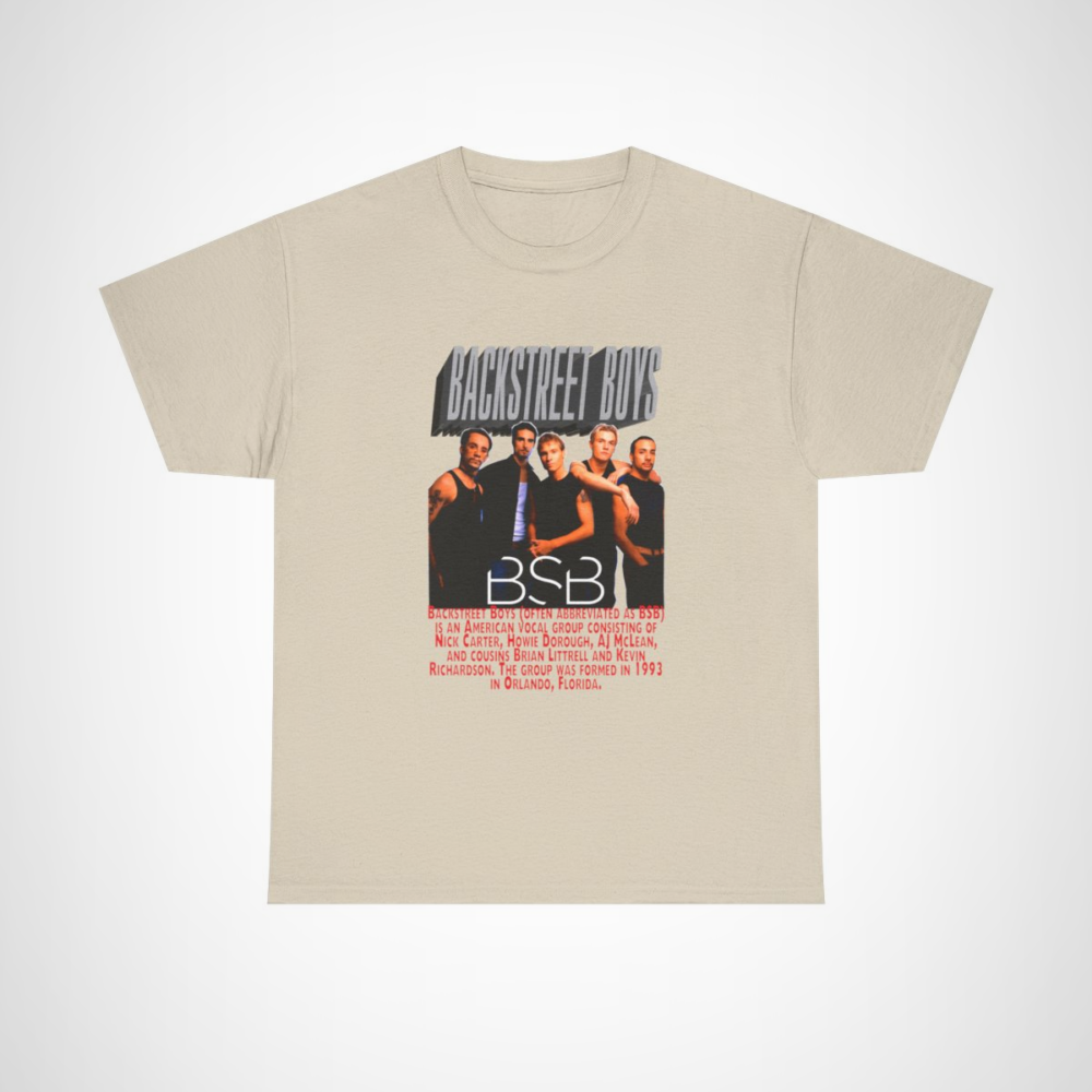 Vintage Backstreet Boys T-Shirt featuring retro design and iconic imagery Sand colour