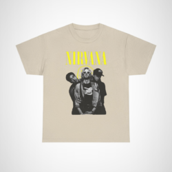 Vintage Nirvana Band T-Shirt perfect for fans of the 90s grunge music era Sand colour