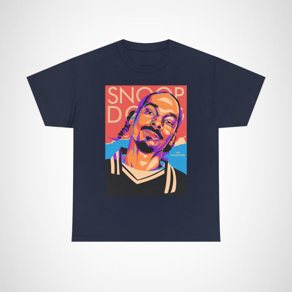 Snoop Dogg Retro Portrait T-Shirt featuring Tha Doggfather design Navy colour